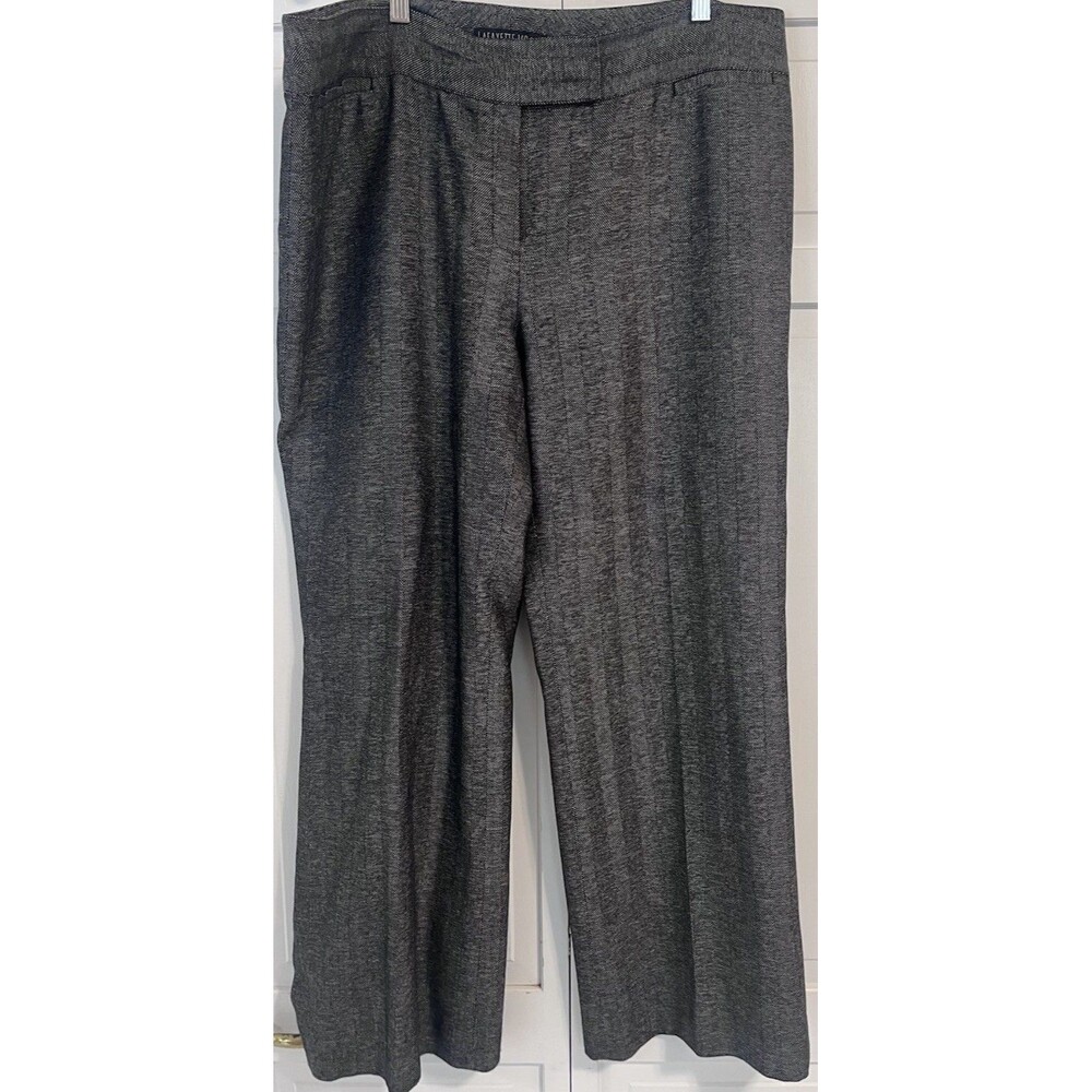 Lafayette 148 Wool Blend Wide Leg Black Patterned Pant Size 16